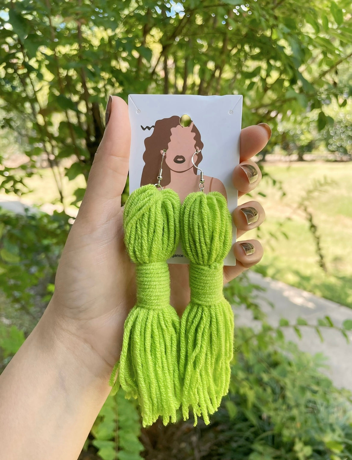 UNIQUE Tassel Lime Green Earrings